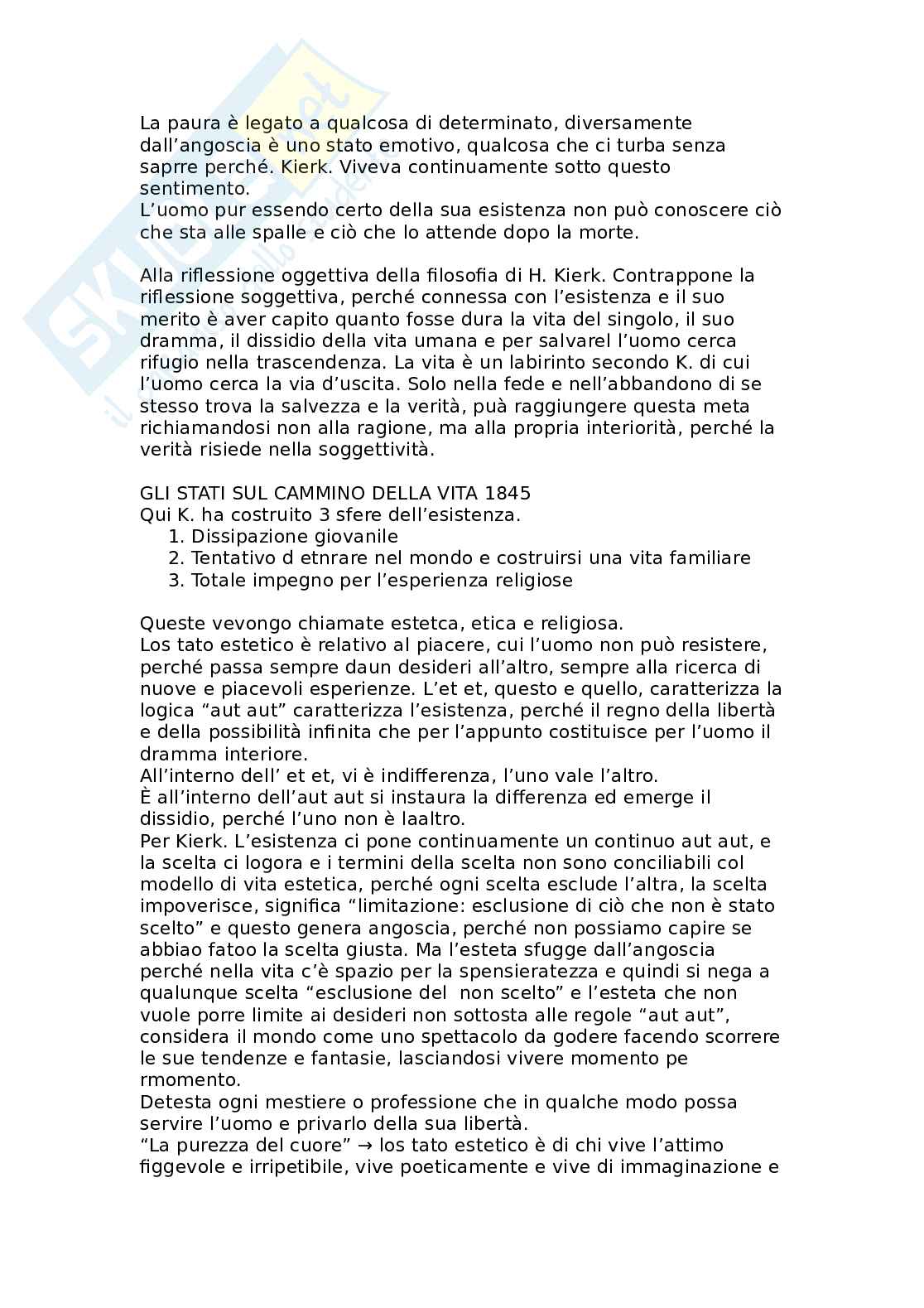 Søren Kierkegaard: l'esistenza come scelta e il paradosso della fede Pag. 6