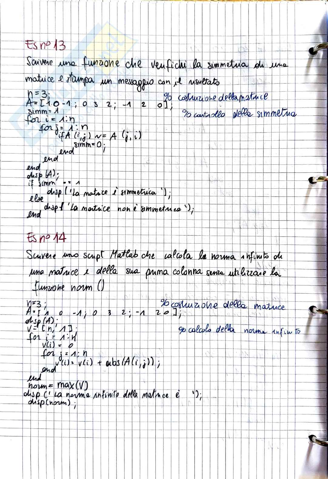MATLAB Avanzato: norme, Fibonacci e matrici di Hilbert Pag. 6