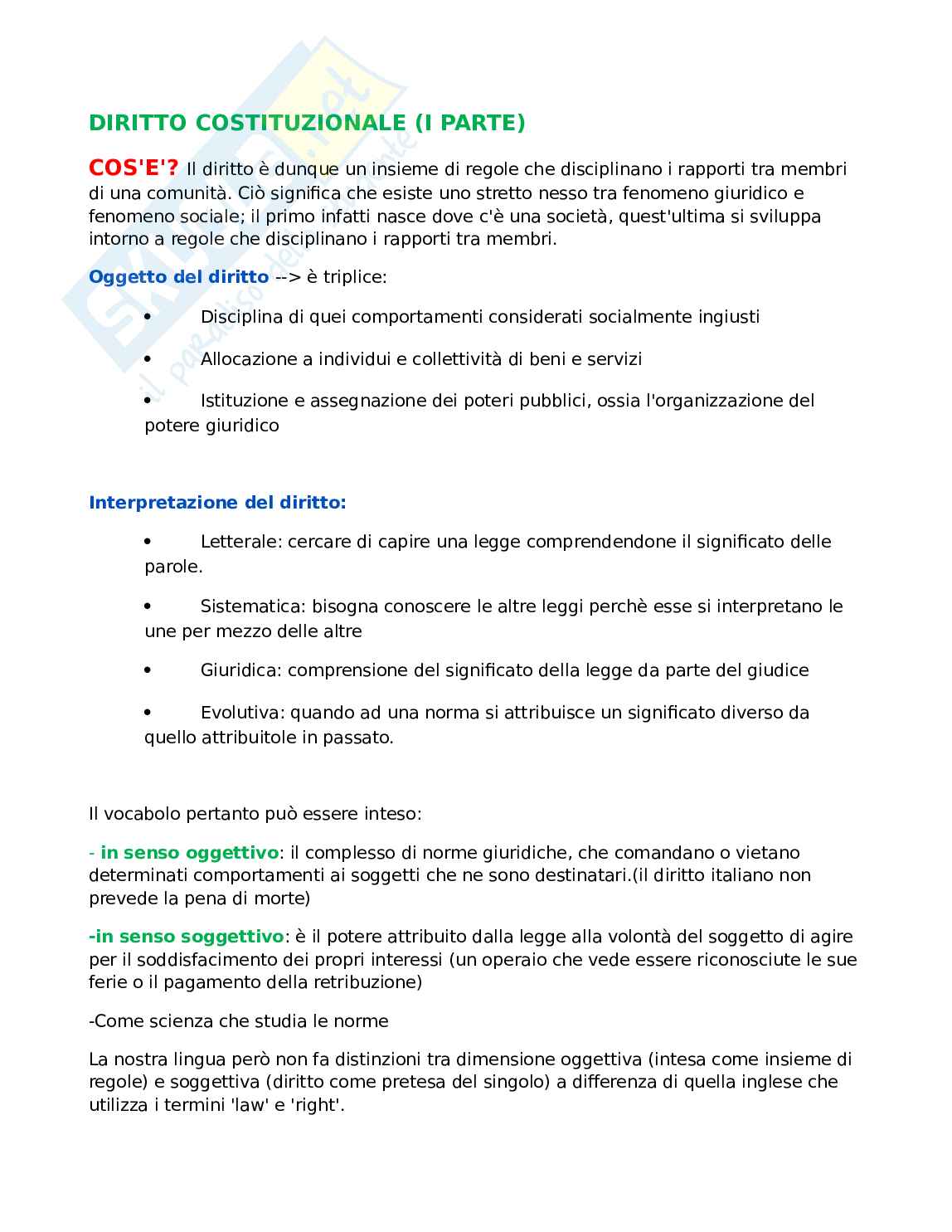 Diritto costituzionale - prima parte Pag. 1
