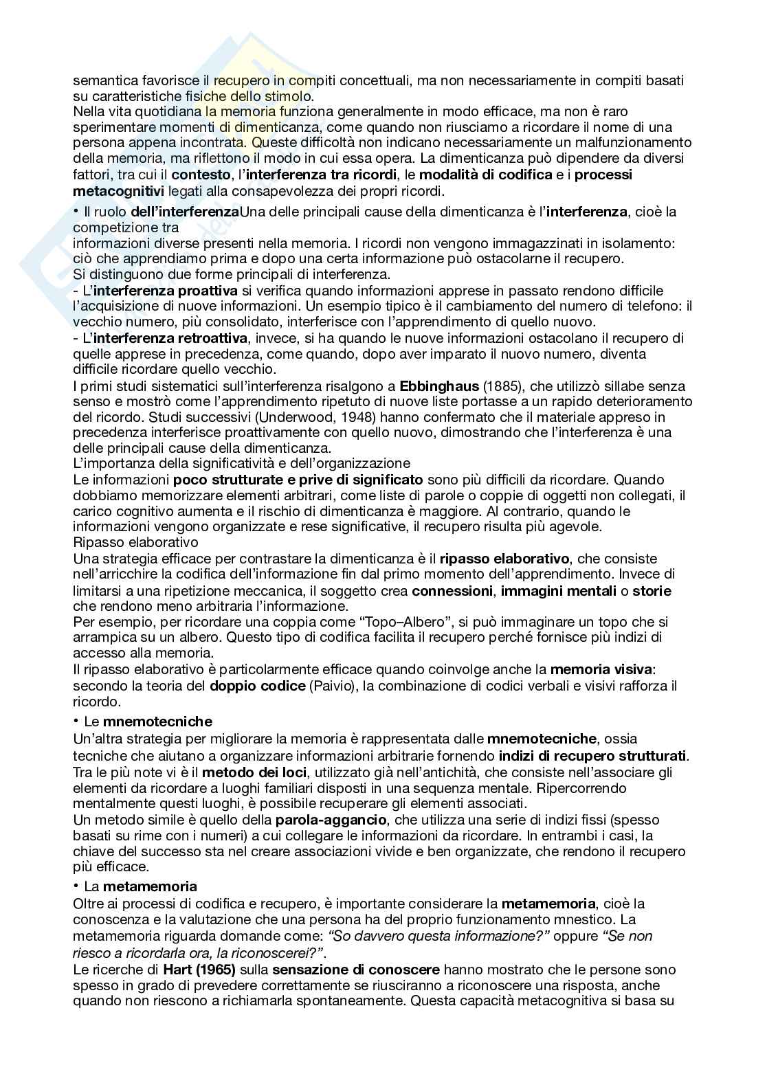 Appunti di Psicologia generale sulla memoria  Pag. 6