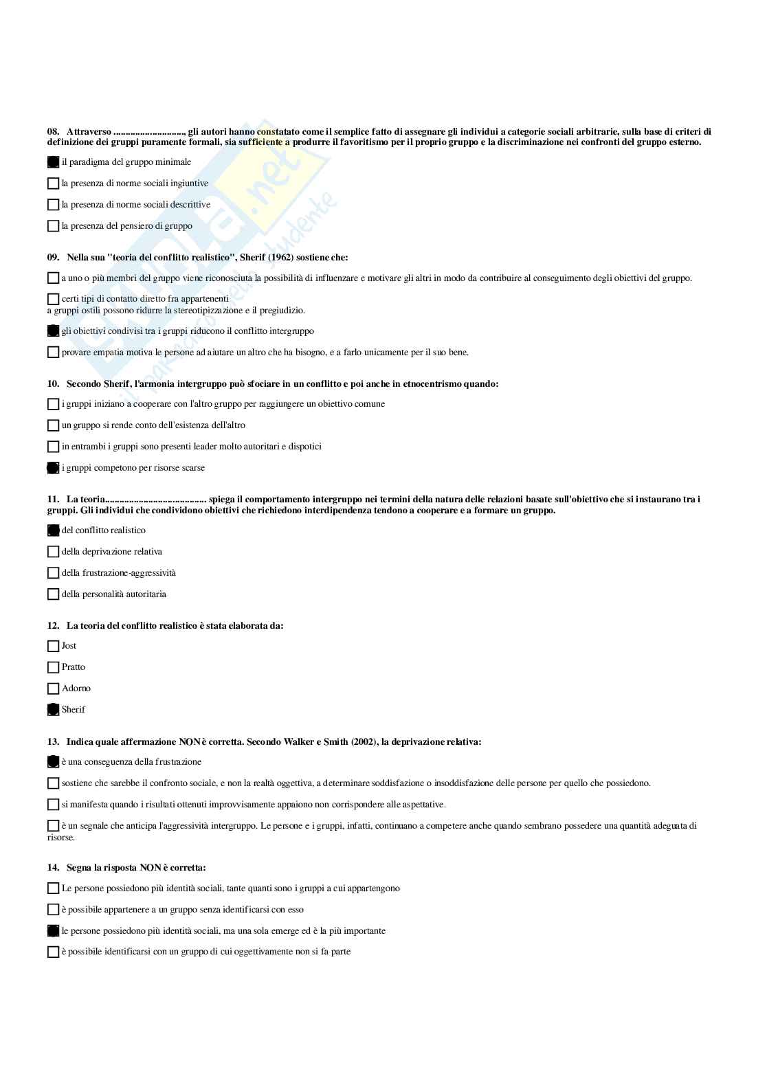 Paniere di psicologia sociale - risposte multiple Pag. 46