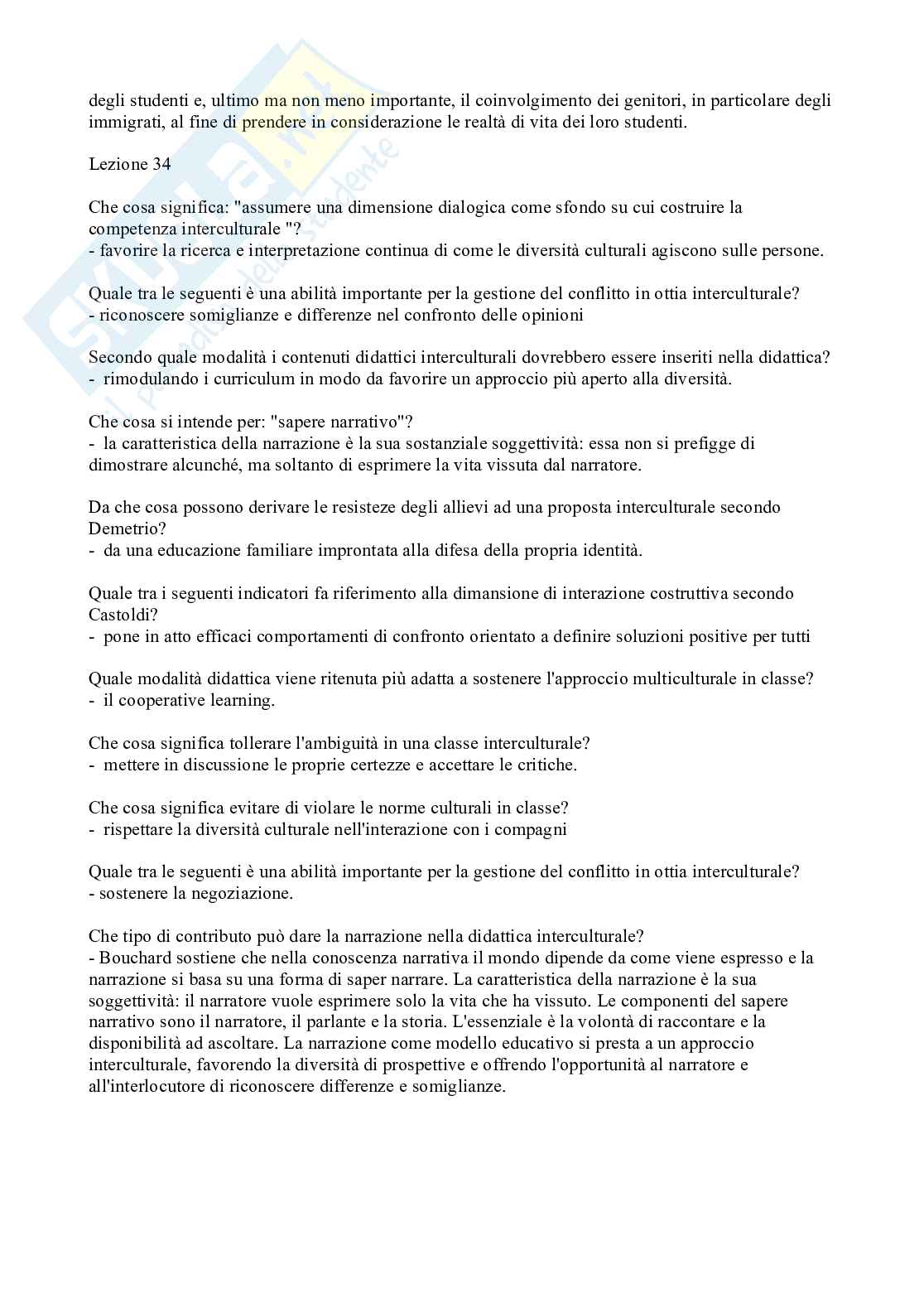 Paniere completo Didattica della pedagogia interculturale - domande chiuse a crocette e domande aperte ben dettagliate con domande fuori paniere   Pag. 16