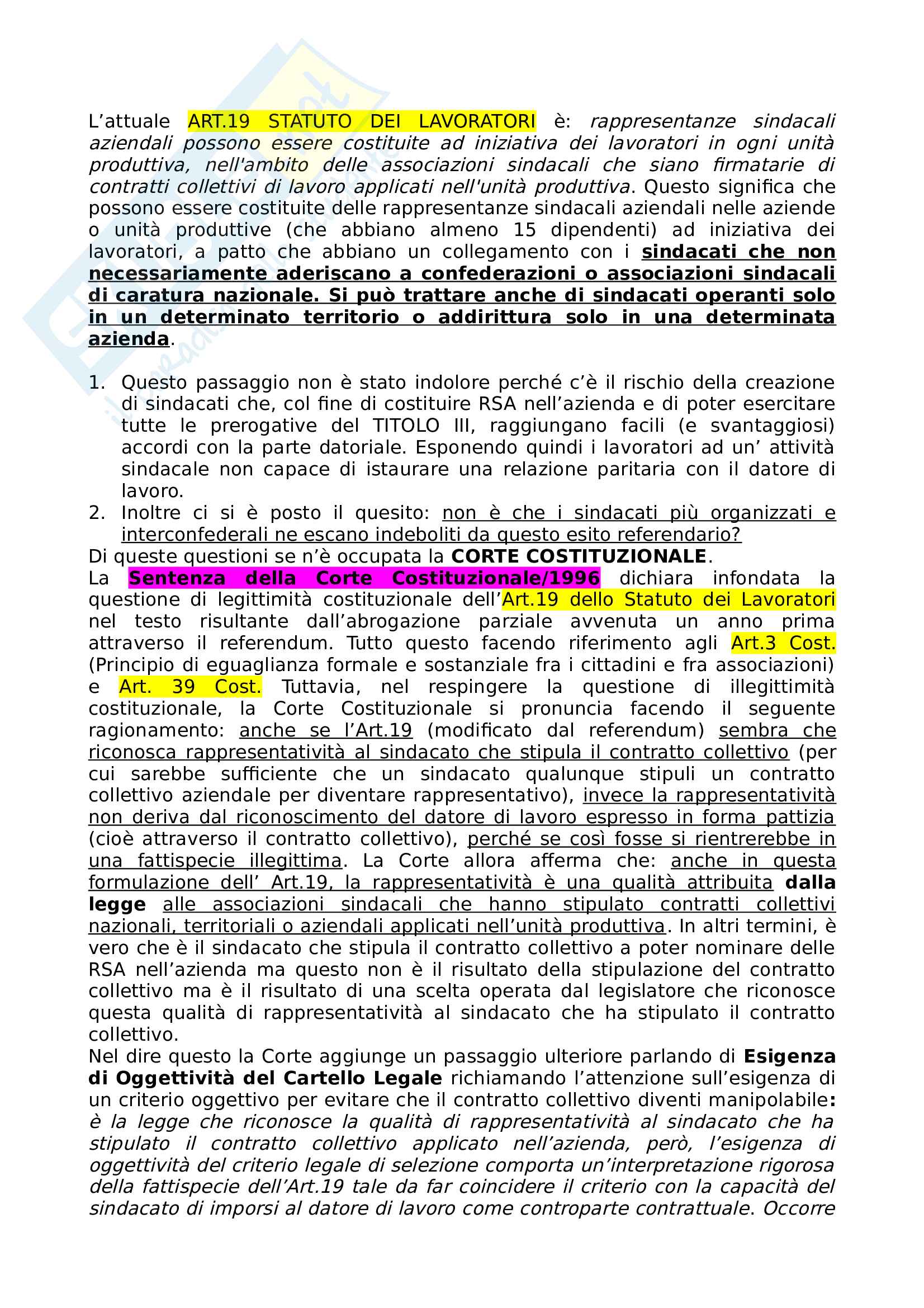 Appunti completi di Diritto Sindacale e Diritto del Lavoro Pag. 16