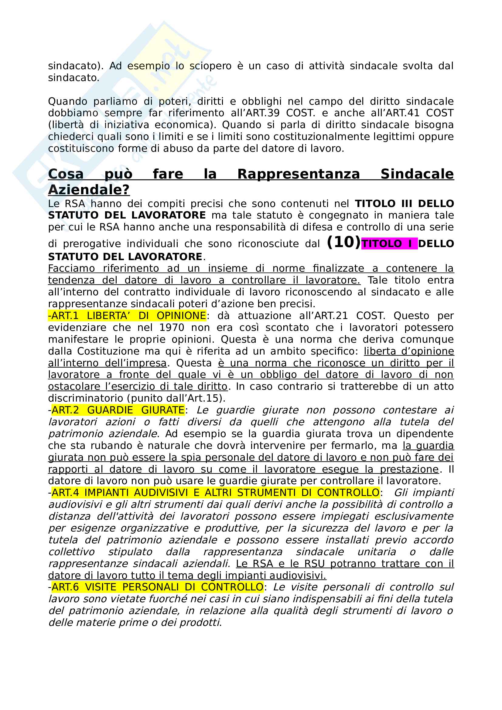 Appunti completi di Diritto Sindacale e Diritto del Lavoro Pag. 26