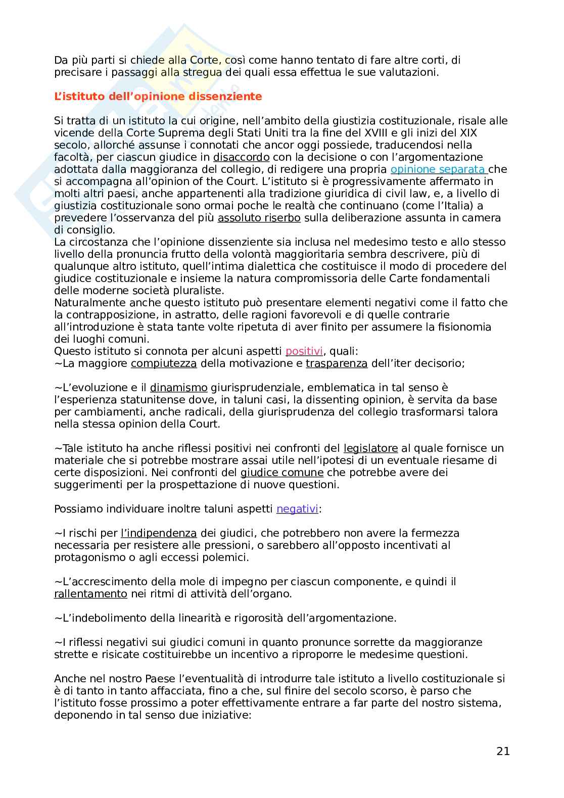 Riassunto esame Diritto costituzionale II, Prof. Di Bella Enrico, libro consigliato Giustizia Costituzionale, Malfatti-Sulle-Panizza Pag. 21