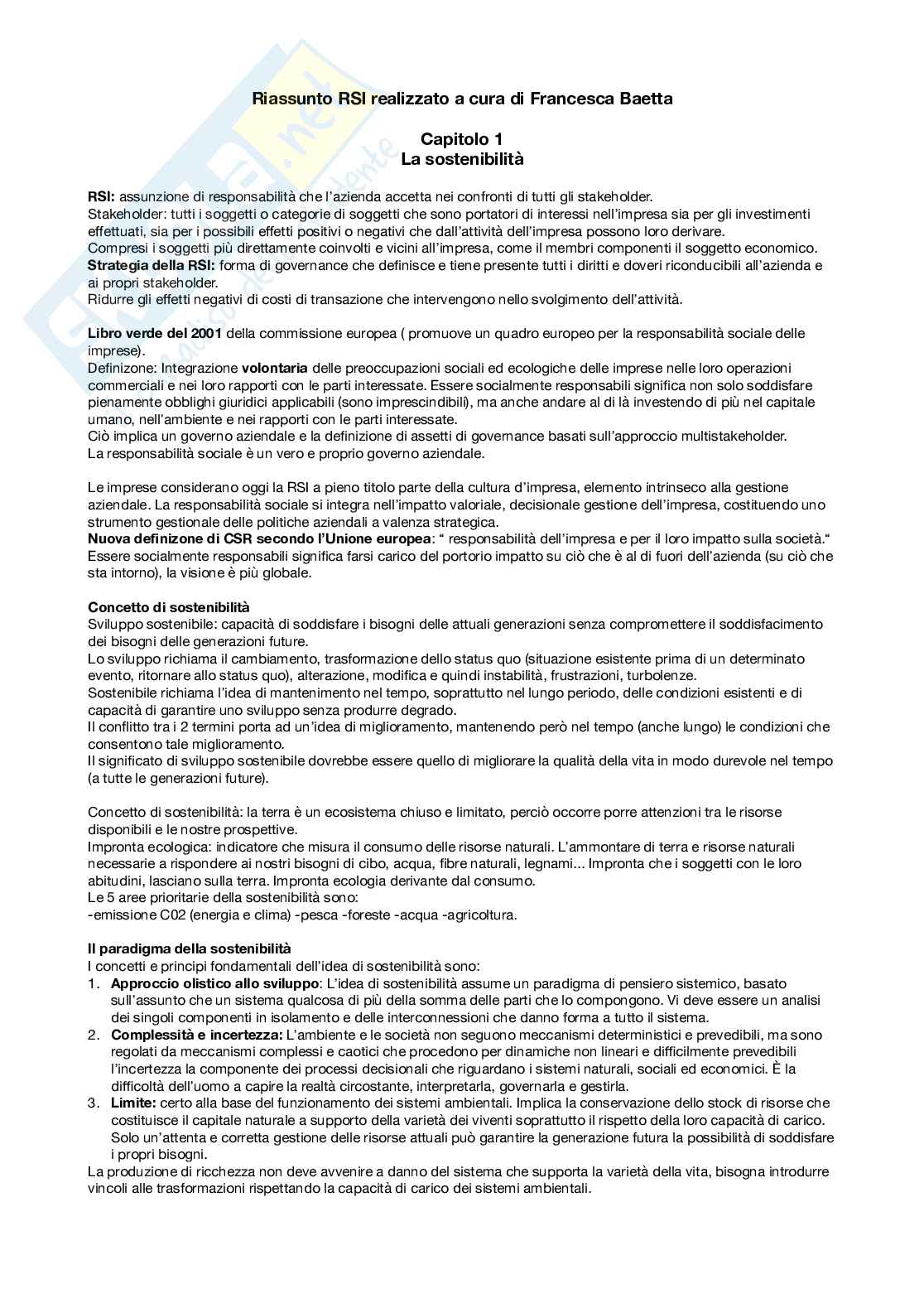 Responsabilità sociale e delle imprese Pag. 1