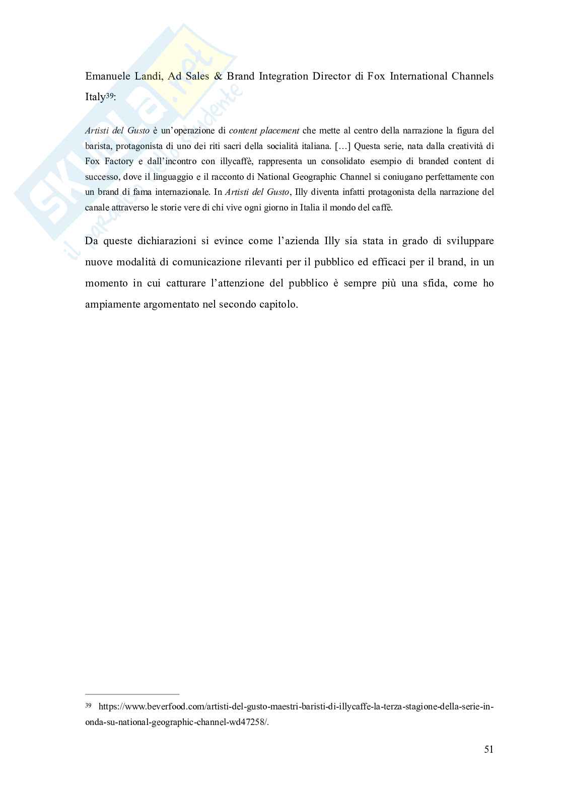 Tesi "Parola d'ordine branded entertainment. Il caso Illycaffè" Pag. 51