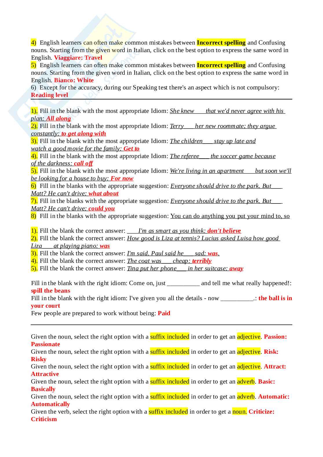 Lingua straniera inglese Pag. 11