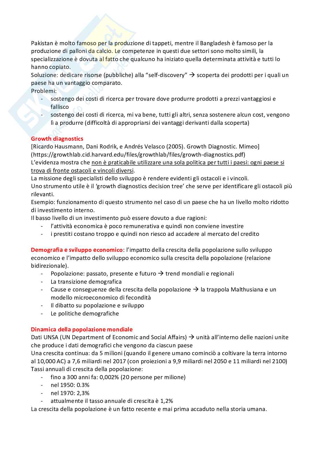 Economia dello sviluppo  Pag. 36