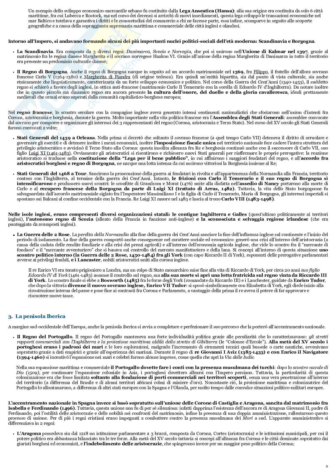 Riassunto esame Storia moderna, Prof. Valente MIchaela, libro consigliato Storia moderna: dalla formazione degli Stati nazionali alle egemonie internazionali, Aubert, Simoncelli Pag. 2