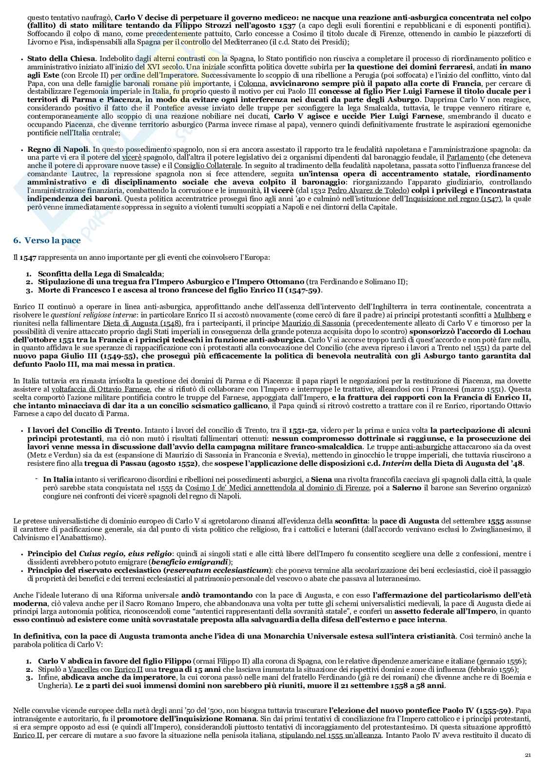 Riassunto esame Storia moderna, Prof. Valente MIchaela, libro consigliato Storia moderna: dalla formazione degli Stati nazionali alle egemonie internazionali, Aubert, Simoncelli Pag. 21
