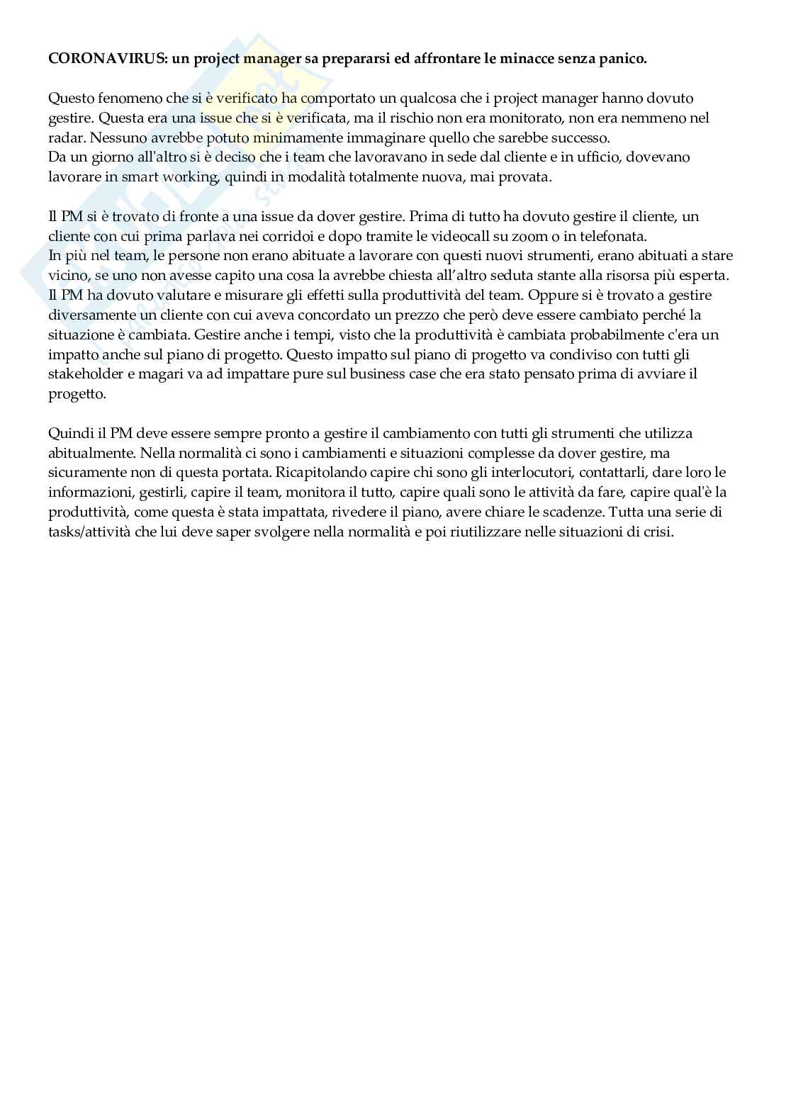Project and Information Management Pag. 56