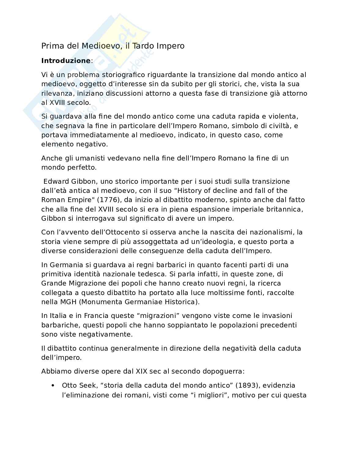 Tardo Impero - Storia medievale Pag. 1