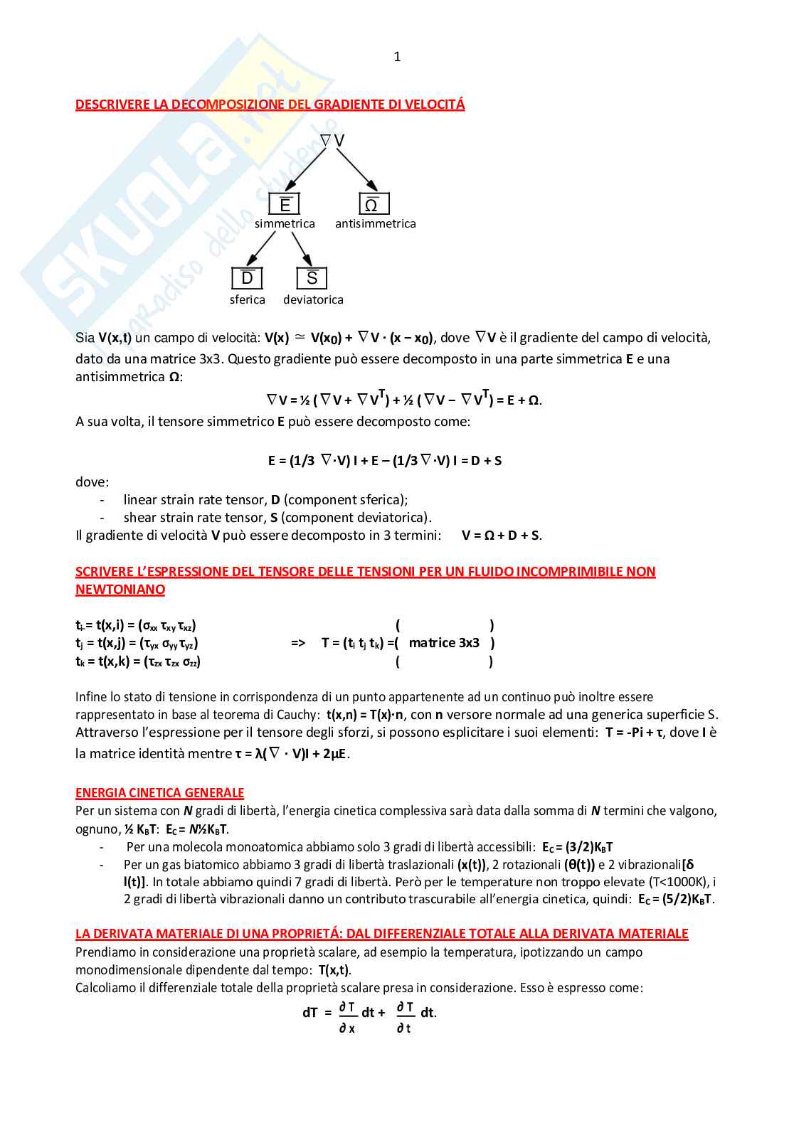 Risposte per esame di Fluidodinamica Pag. 1