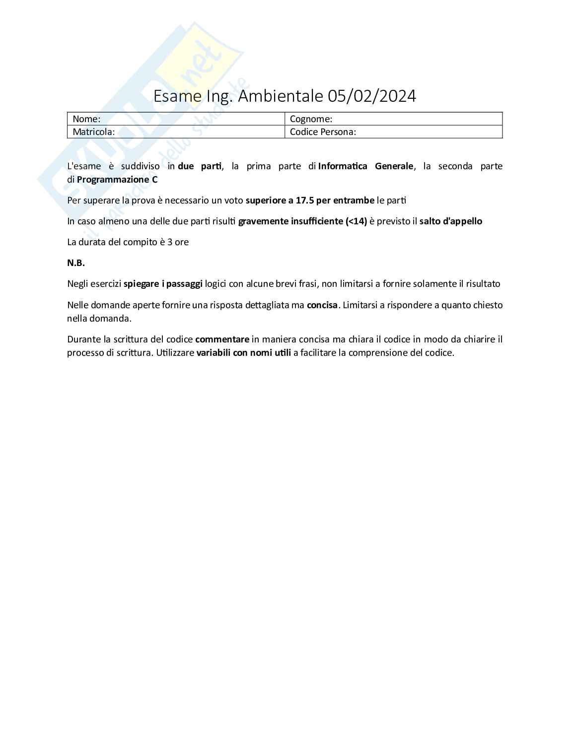 Temi d'esame svolti Informatica Pag. 1