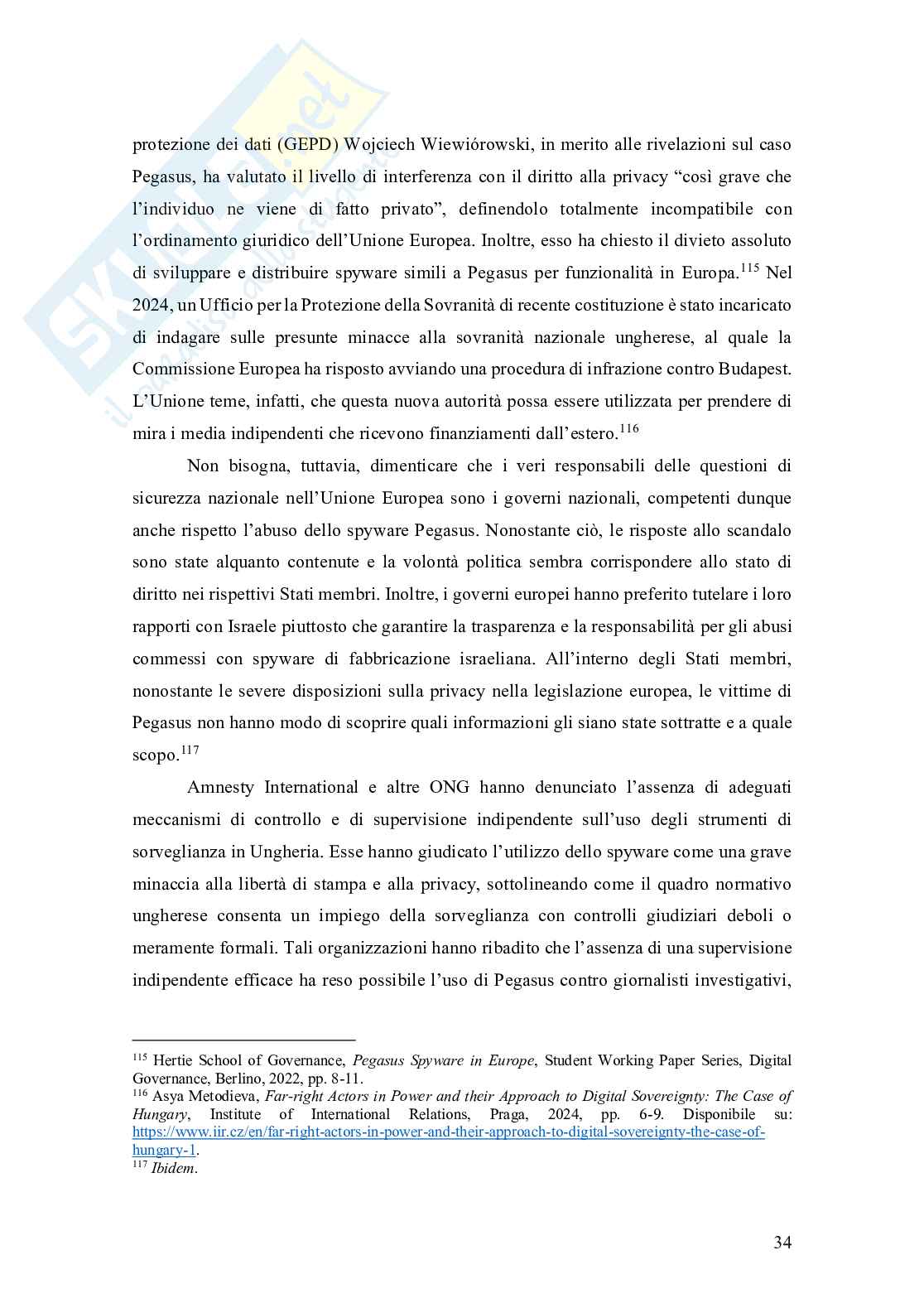 Caso Pegasus: una regolamentazione del cyberspazio da parte dell’Unione Europea Pag. 36