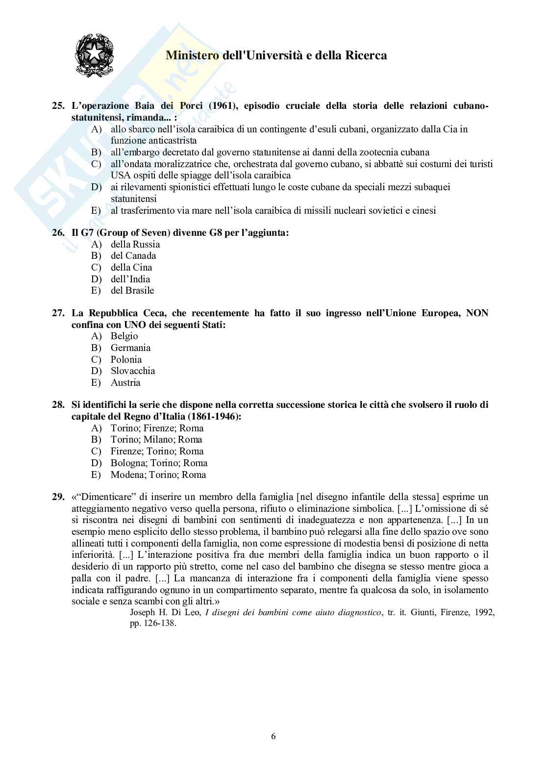 2006 Odontoiatria: test di ammissione Pag. 6