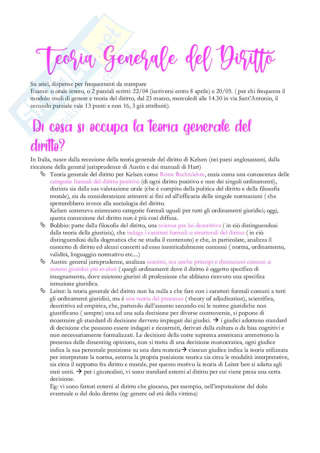 Appunti lezione Teoria generale del diritto  Pag. 1