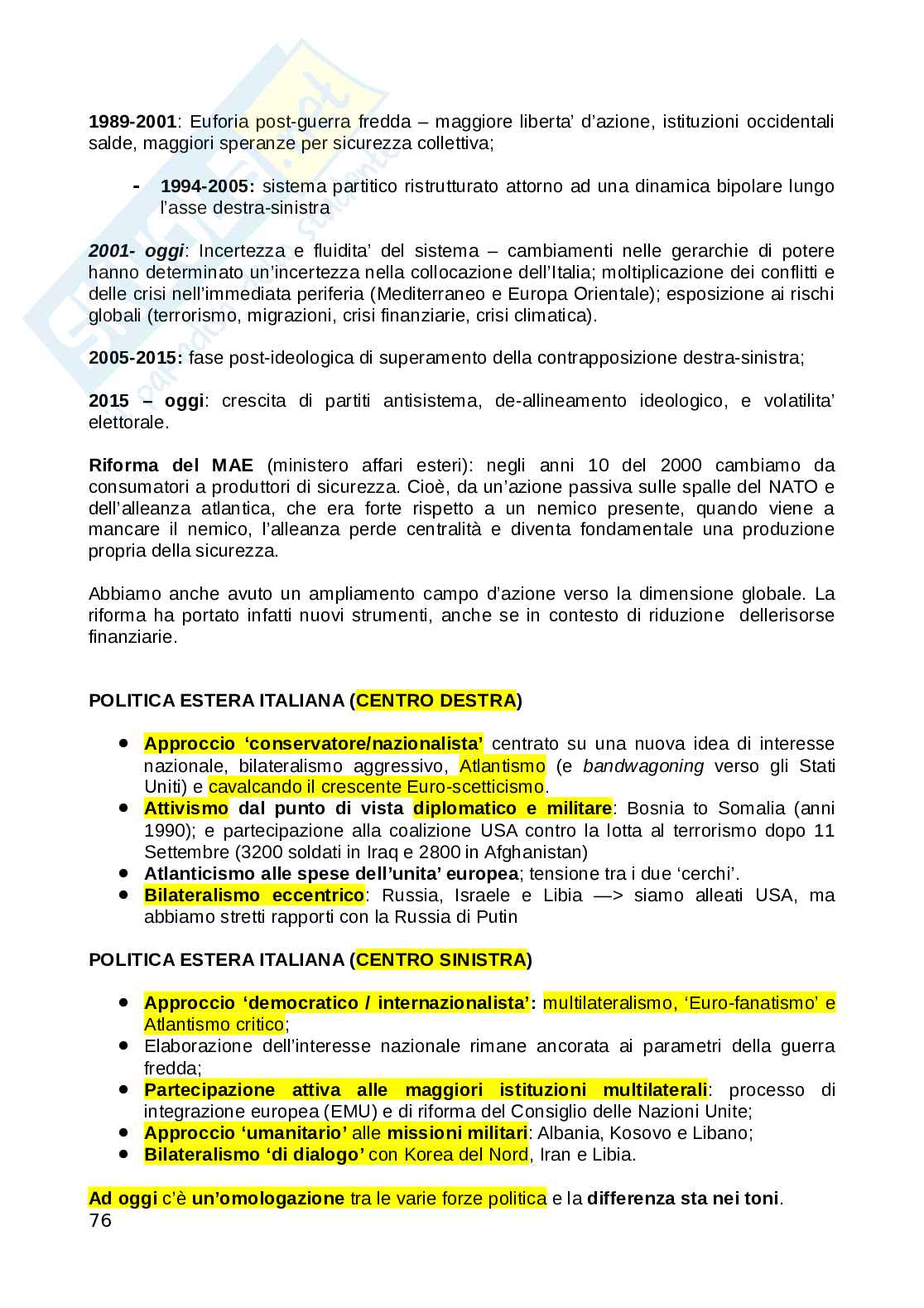 Riassunto esame Relazioni internazionali, Prof. Menegazzi Silvia, libro consigliato Manuale di Relazioni Internazionali , Raffaele Marchetti, Silvia Menegazzi  Pag. 76