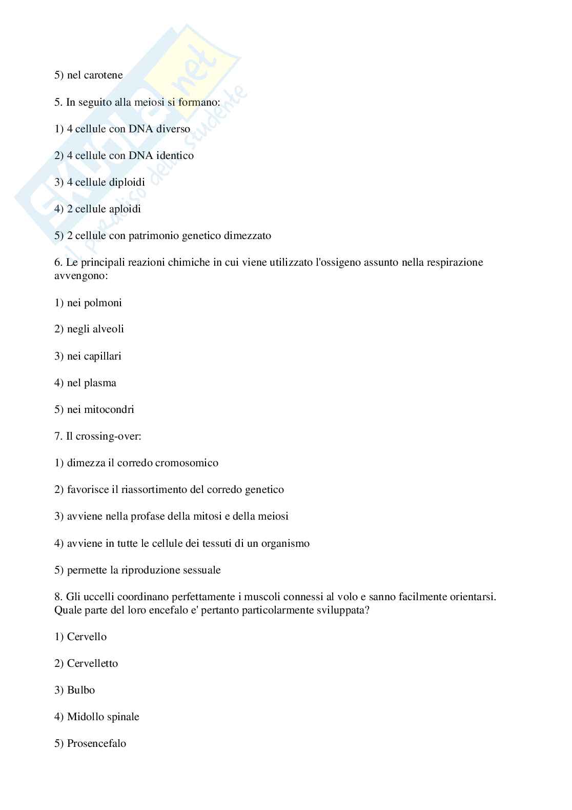 1998 Veterinaria: test di ammissione Pag. 2