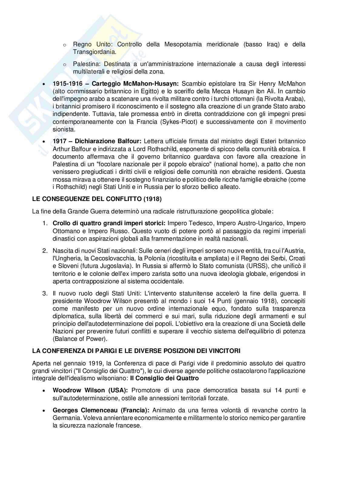 Appunti di Storia della civiltà e delle culture politiche sulla Prima guerra mondiale  Pag. 6