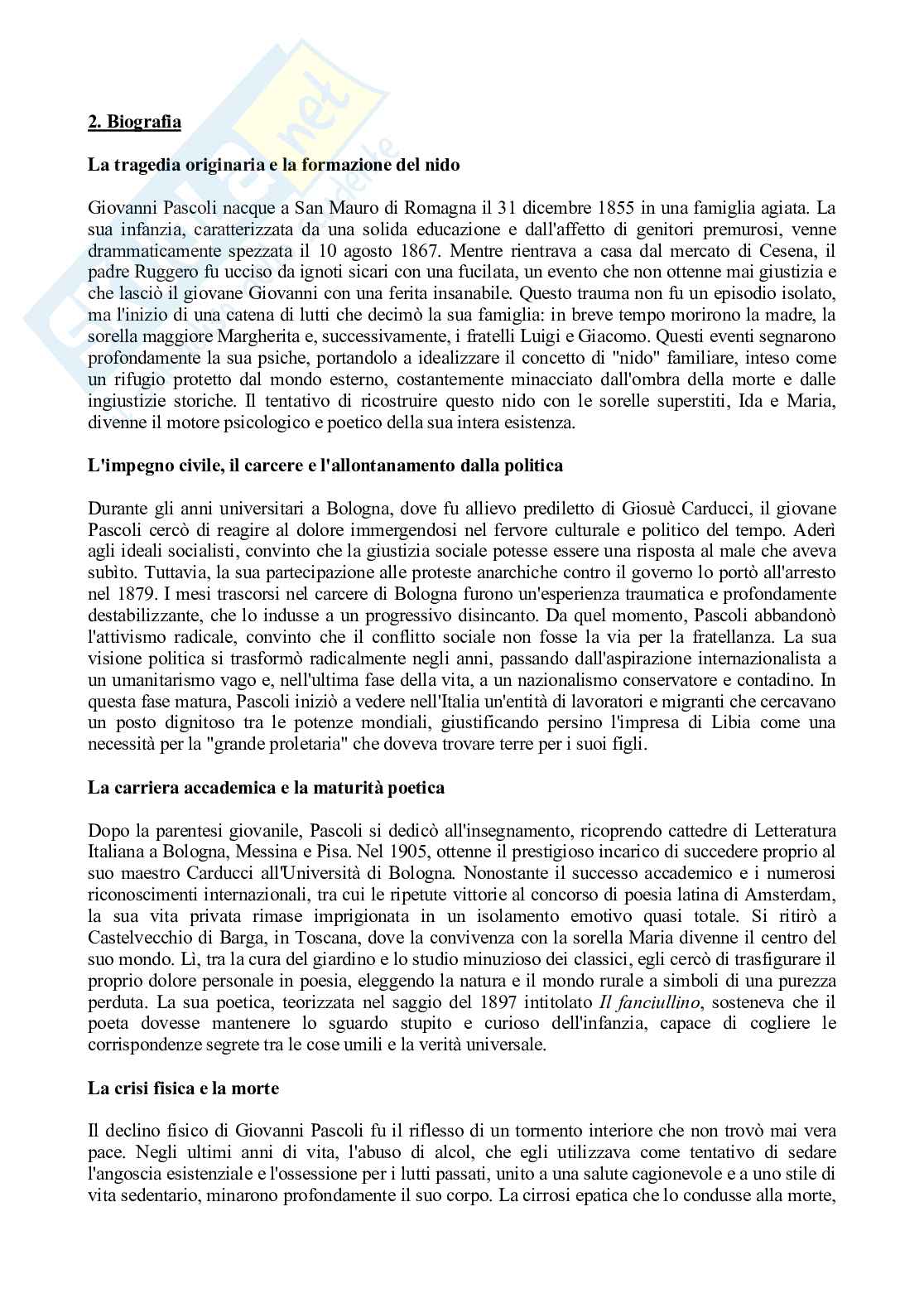 Giovanni Pascoli - Vita, Opere e Pensiero Pag. 2