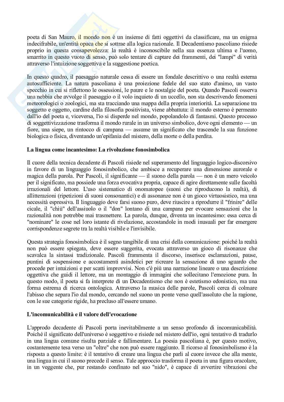 Giovanni Pascoli - Vita, Opere e Pensiero Pag. 6