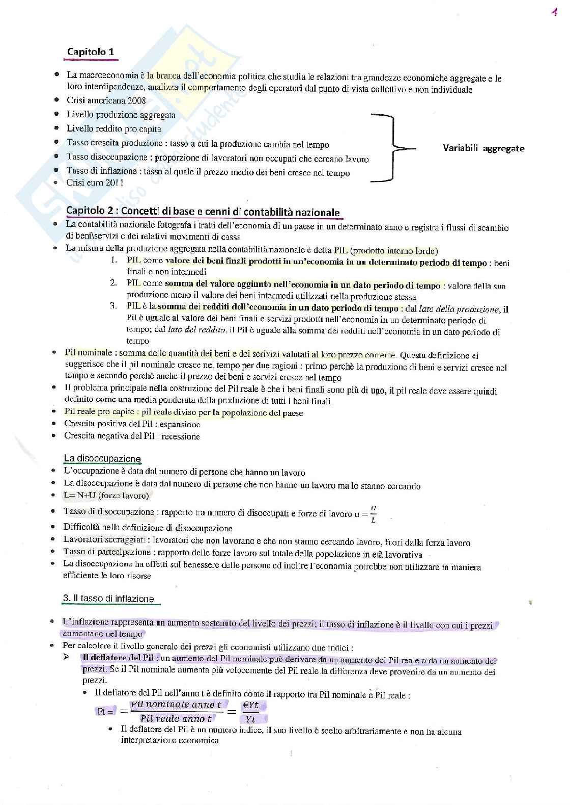 Appunti Macroeconomia Pag. 1