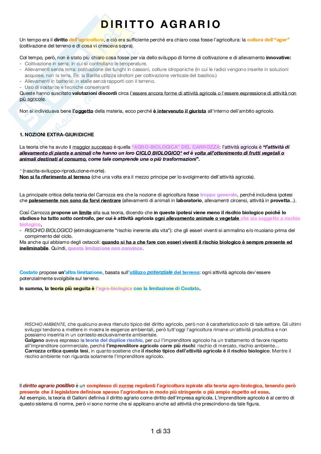 Diritto agro-alimentare  Pag. 1