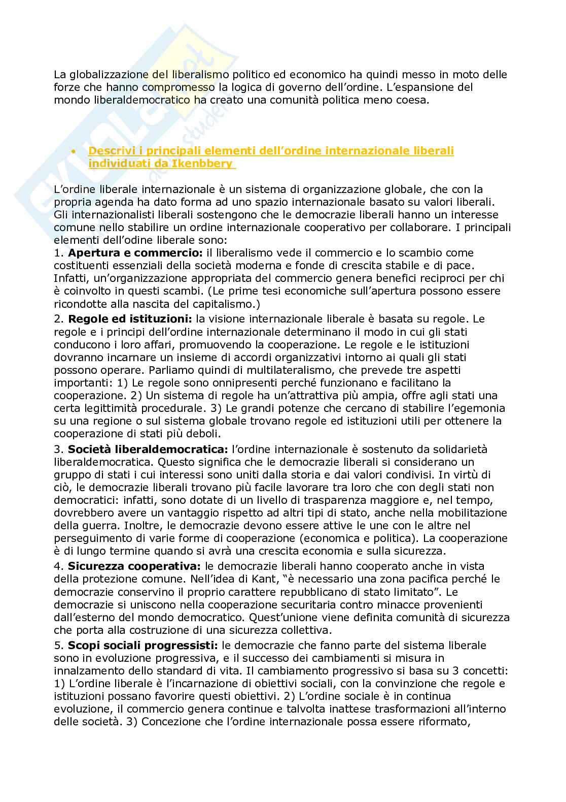 Domande per esame di relazioni internazionali Pag. 6