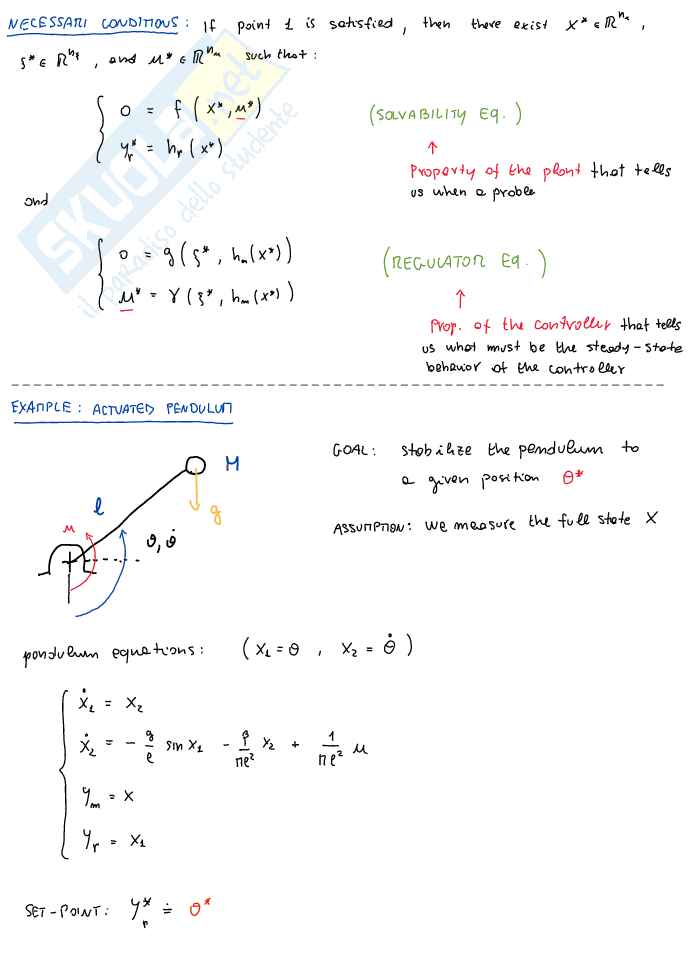 System theory and avanced control - Appunti di Controllo nonlineare: regolazione (Set-Point Stabilization), equazioni di Solvibilità, linearizzazione, Gain Scheduling e controllo integrale Pag. 2