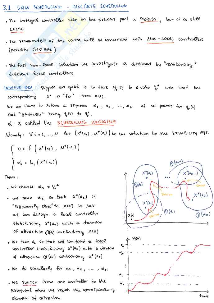 System theory and avanced control - Appunti di Controllo nonlineare: regolazione (Set-Point Stabilization), equazioni di Solvibilità, linearizzazione, Gain Scheduling e controllo integrale Pag. 46