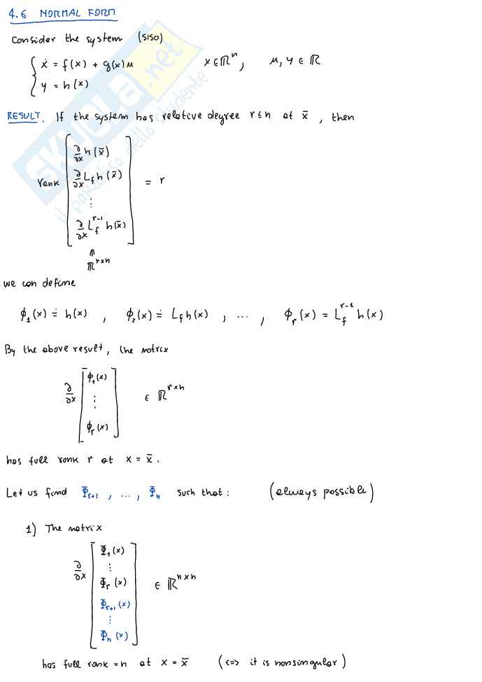 System theory and avanced control - Appunti di Controllo nonlineare: regolazione (Set-Point Stabilization), equazioni di Solvibilità, linearizzazione, Gain Scheduling e controllo integrale Pag. 61