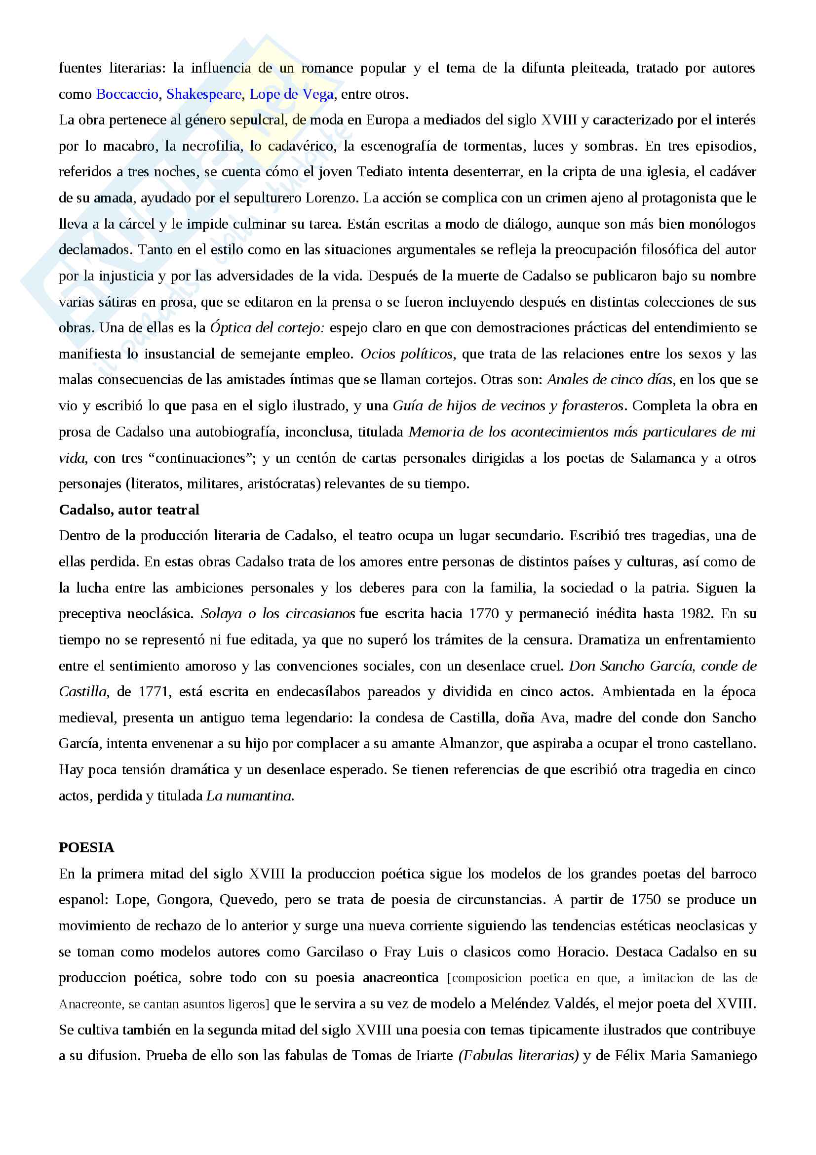 Riassunto letteratura spagnola III, prof.ssa Giovannini, libro consigliato Historia de la literatura espanola, Canavaggio Pag. 11