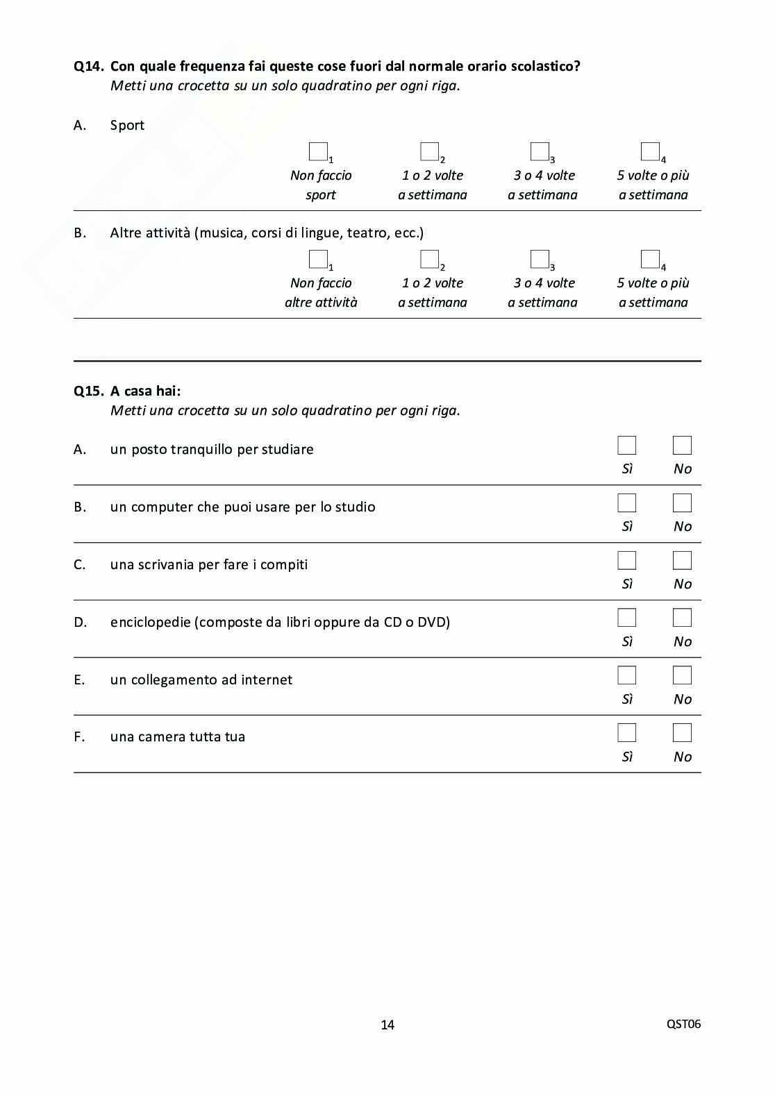 Questionario studente Invalsi Prima Media - 2012 Pag. 16