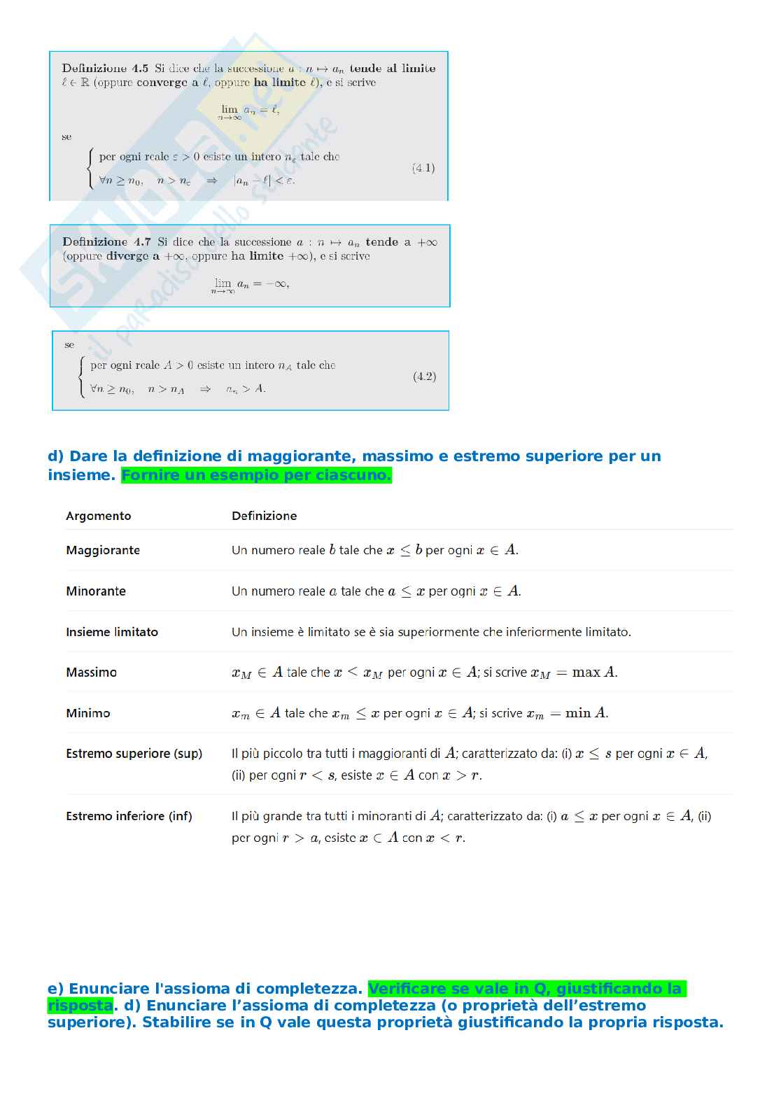 Domande esame Analisi matematica a Pag. 2