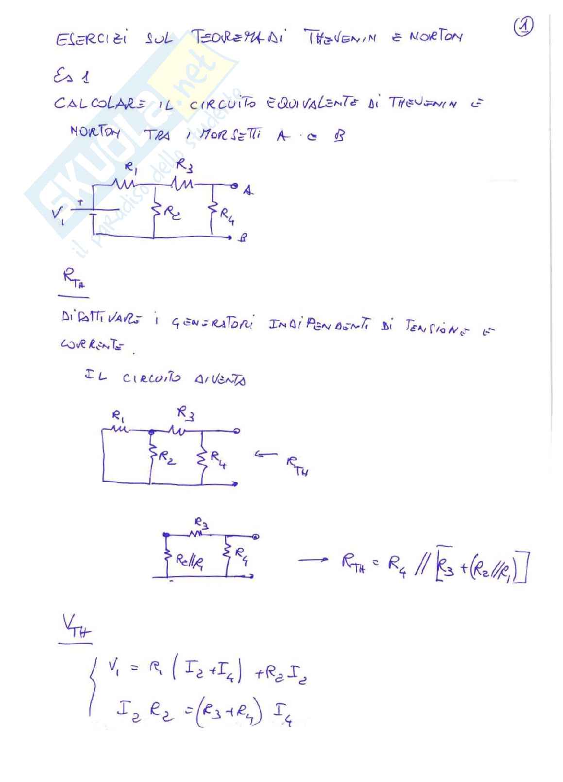 Esercizi Fondamenti di elettronica - Thevenin Pag. 1