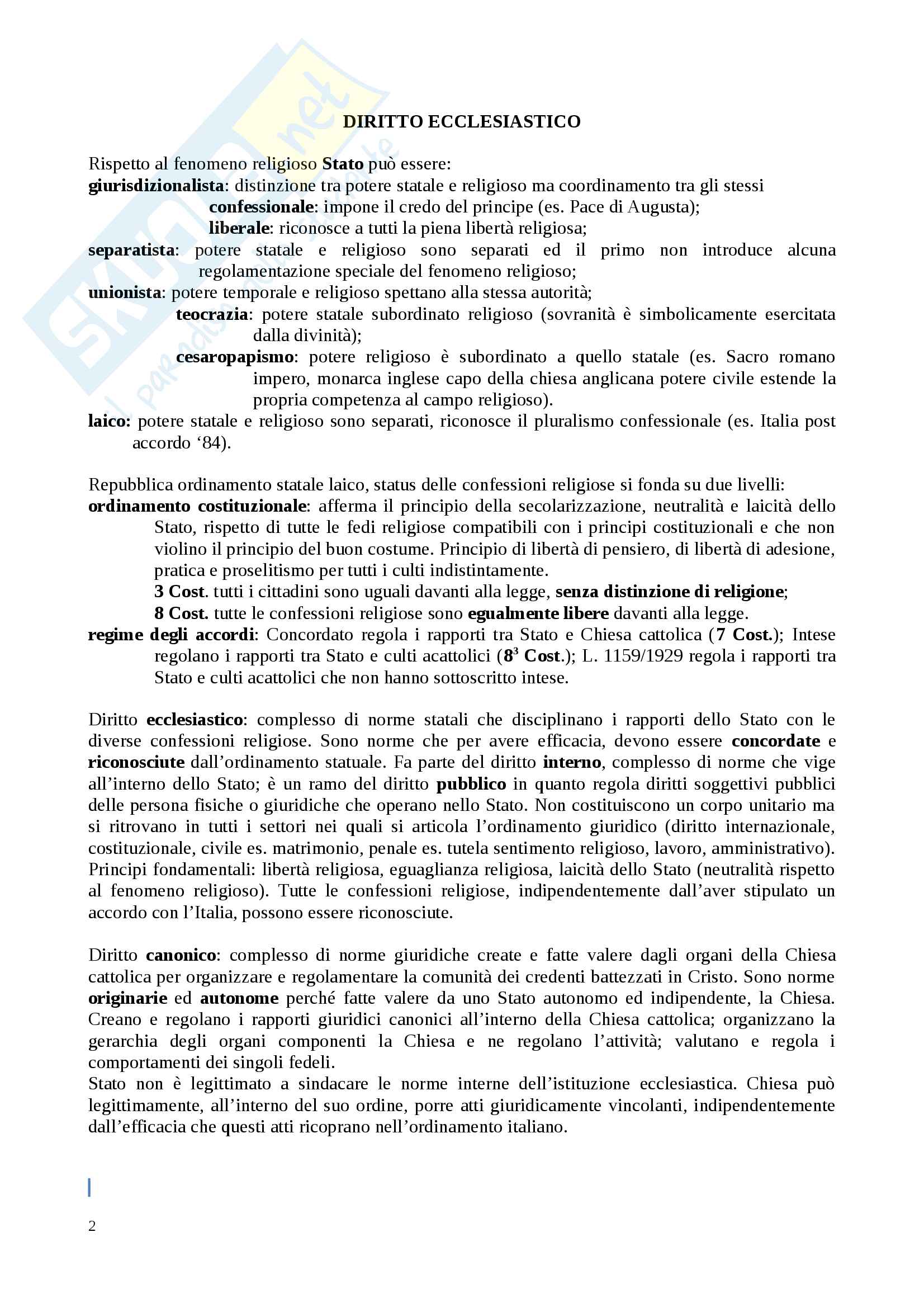Diritto Ecclesiastico Esame da Avvocato Pag. 2