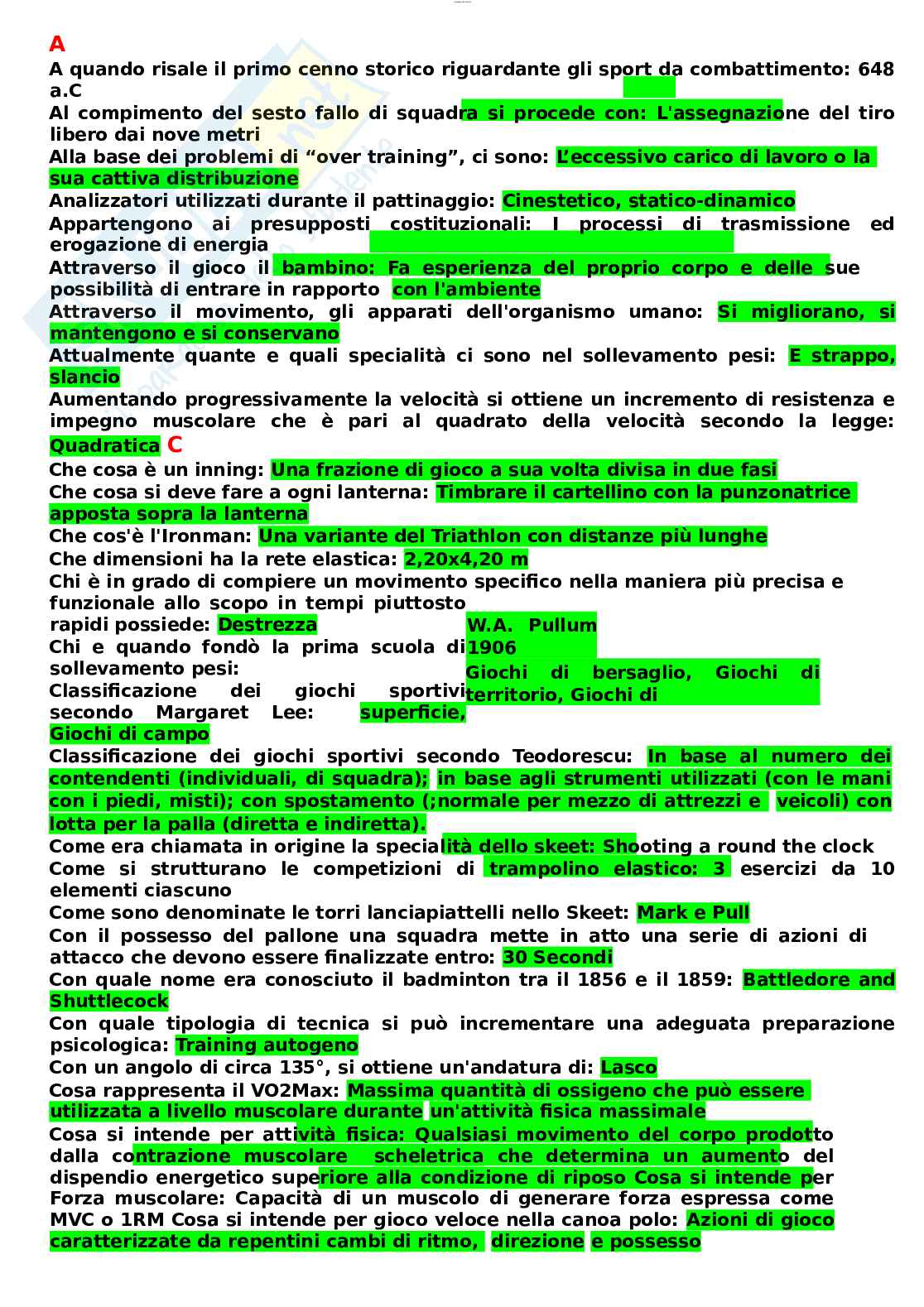 Paniere esame Metodi e didattiche degli sport individuali e di squadra  Pag. 2