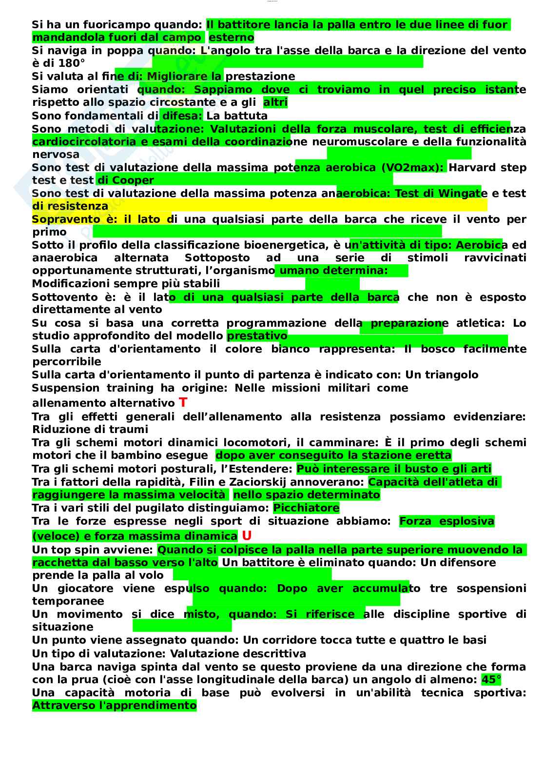 Paniere esame Metodi e didattiche degli sport individuali e di squadra  Pag. 21