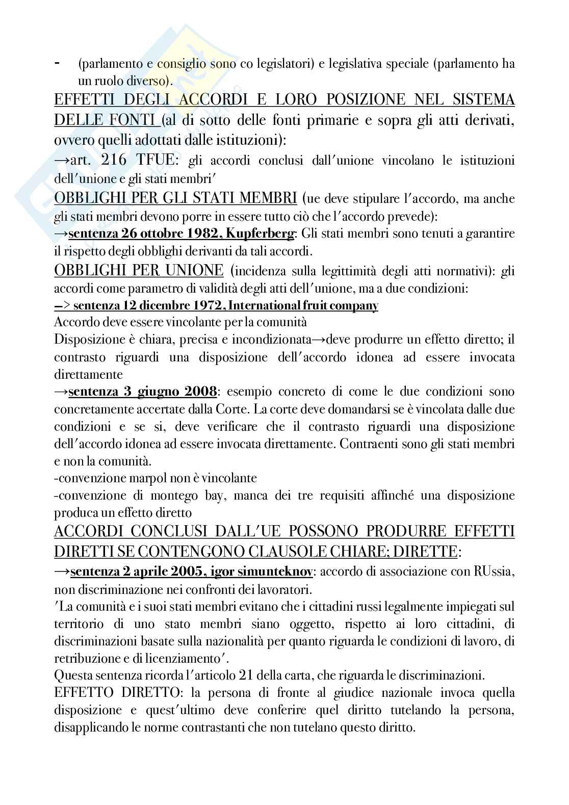 Riassunto esame Diritto dell'Unione Europea, Prof. Adinolfi Adelina, libro consigliato Introduzione al diritto dell’Unione Europea, Gaja, Adinolfi Pag. 46