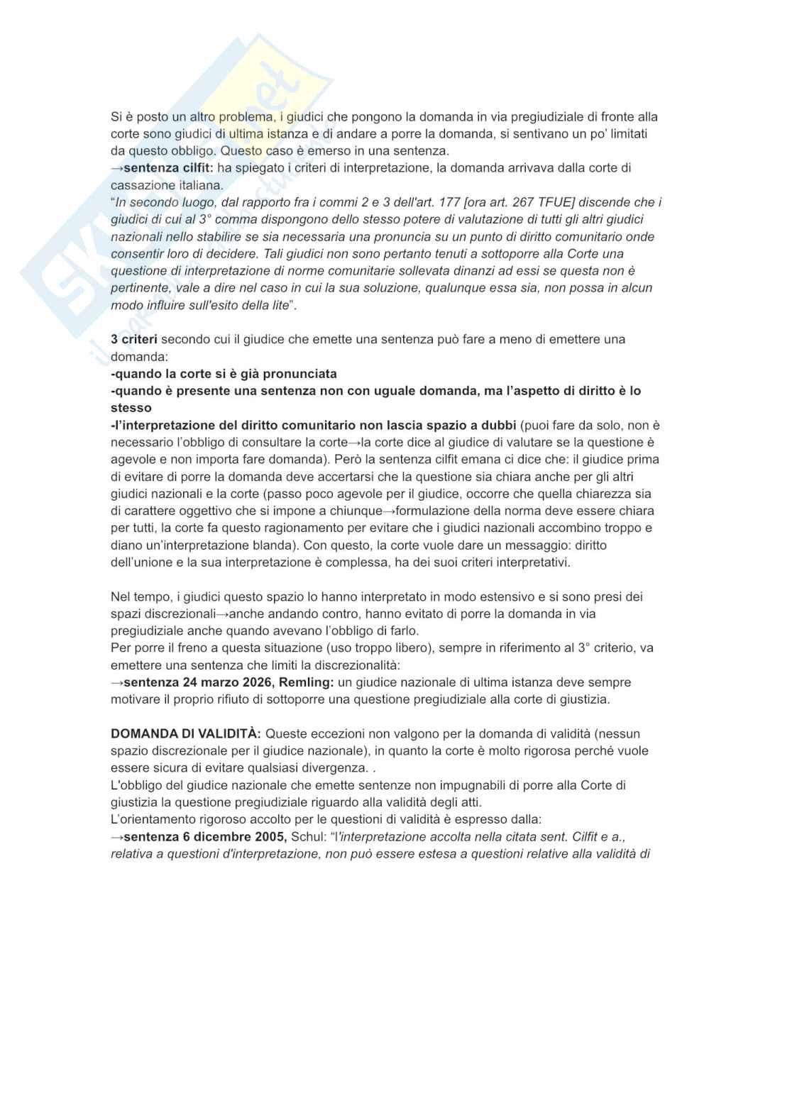 Riassunto esame Diritto dell'Unione Europea, Prof. Adinolfi Adelina, libro consigliato Introduzione al diritto dell’Unione Europea, Gaja, Adinolfi Pag. 61