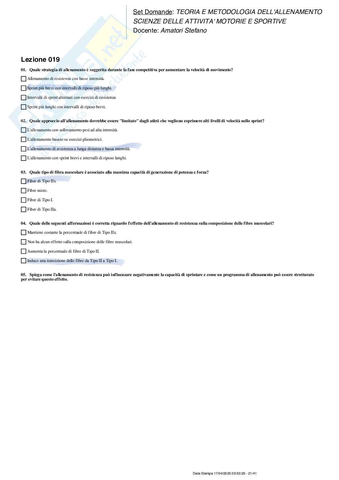 Paniere nuovo di Teoria e metodologia dell'allenamento  Pag. 21