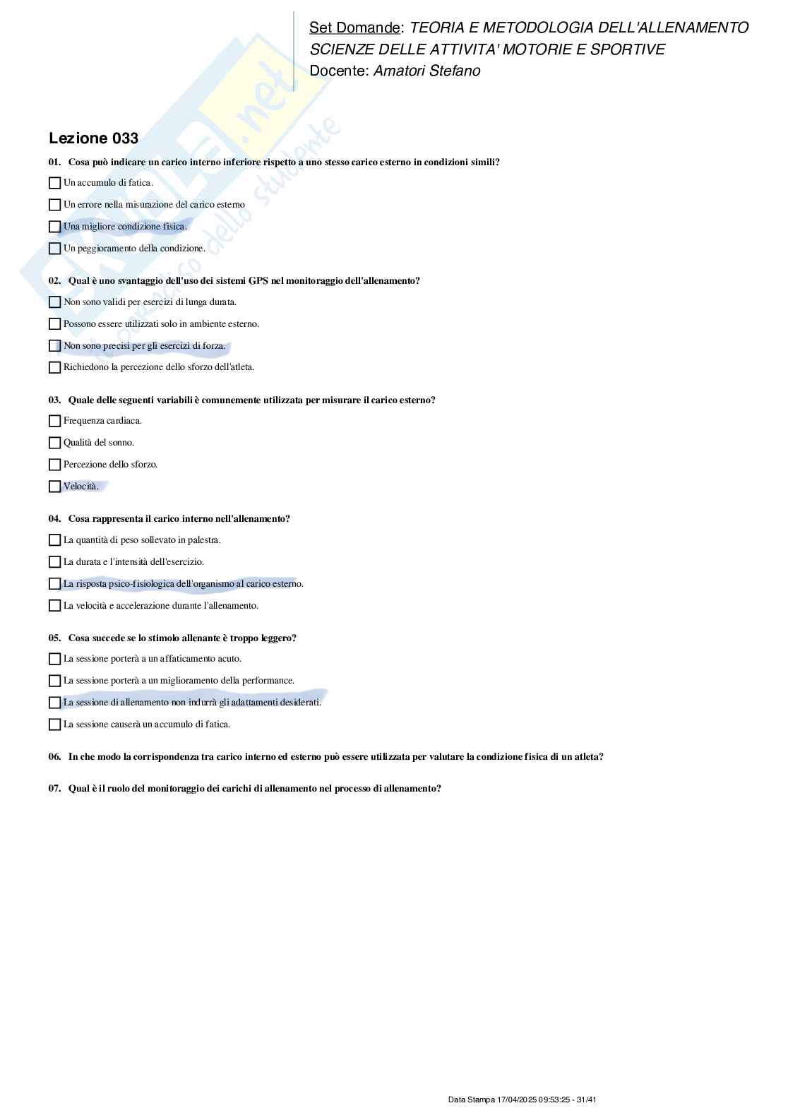 Paniere nuovo di Teoria e metodologia dell'allenamento  Pag. 31