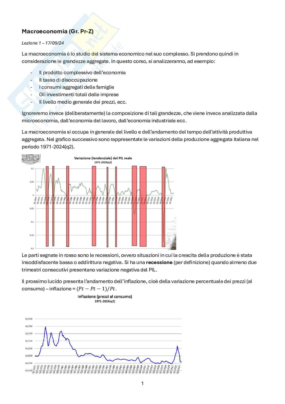 Macroeconomia – Teoria completa 1°+2° parziale + formulario (173 pag) Pag. 1