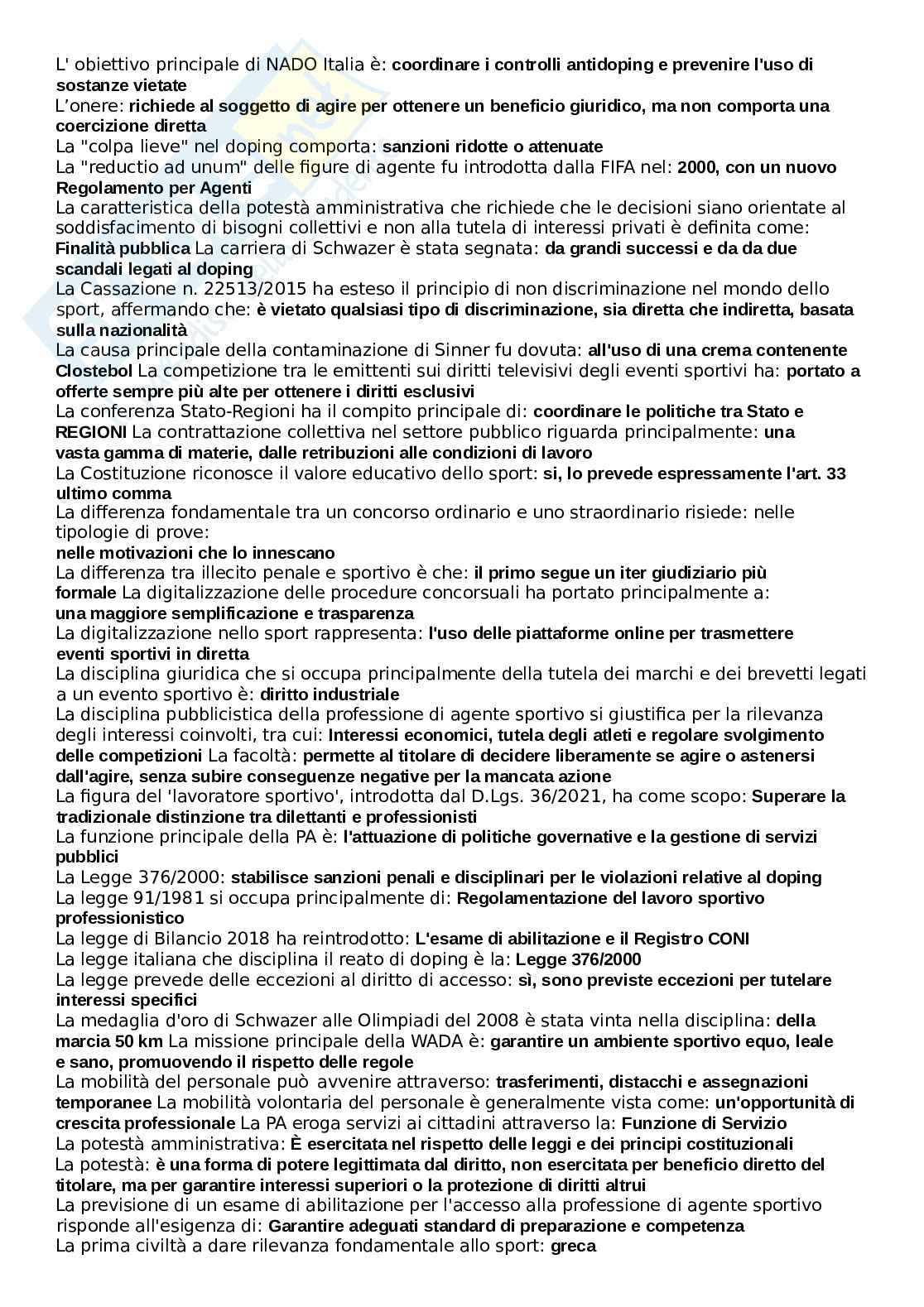 Paniere Diritto amministrativo sportivo - Normative e responsabilità nel settore. Aggiornato e completo. In ordine  Pag. 11