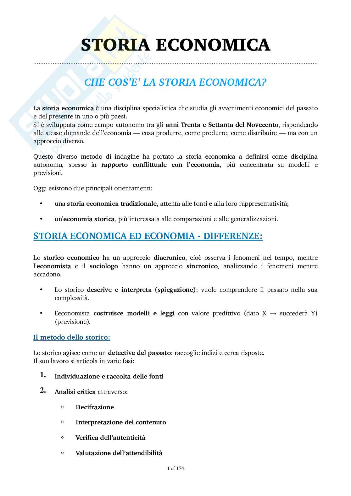 Storia economica Pag. 1
