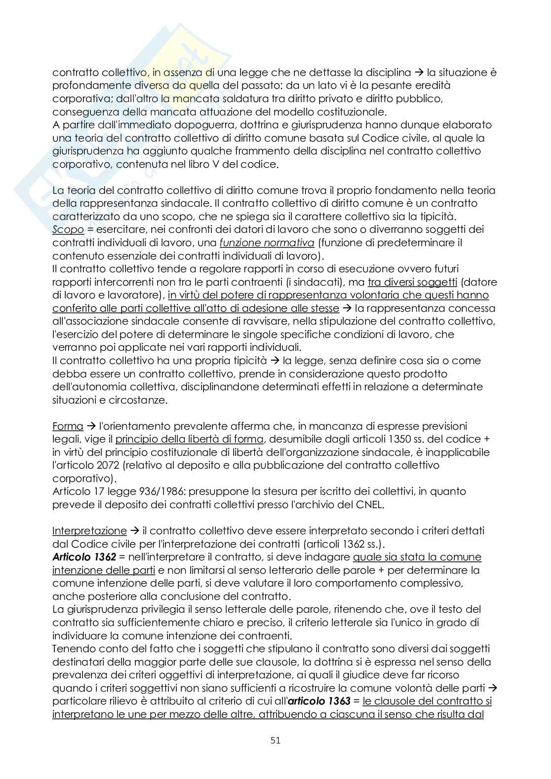 Riassunto esame Diritto sindacale, Prof. Comandè Daniela, libro consigliato Diritto sindacale, Ballestrero Pag. 51