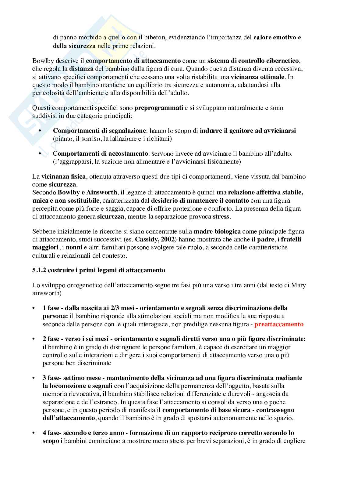 Riassunto esame Psicologia, Prof. Arace Angelica, libro consigliato Quando i bambini iniziano a... Psicologia dell'infanzia e primi passi nello sviluppo del sé , Arace Pag. 2