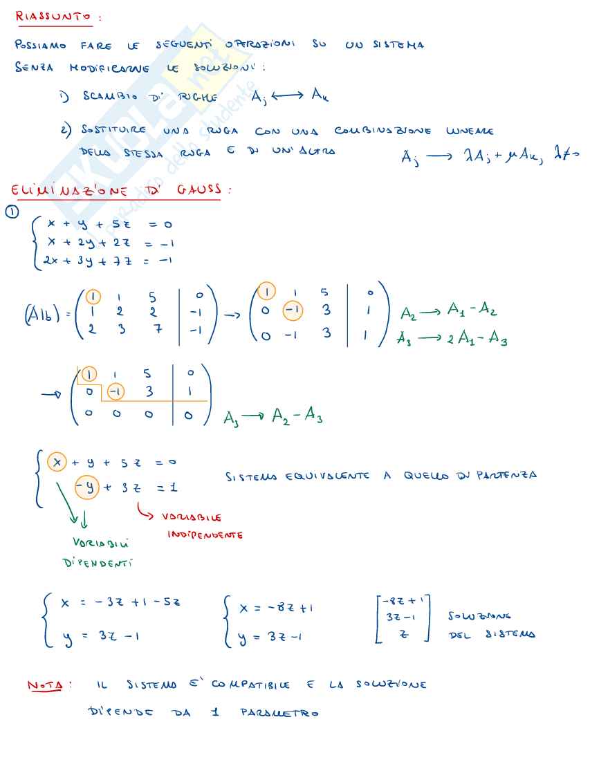 Appunti Algebra lineare e geometria Pag. 1